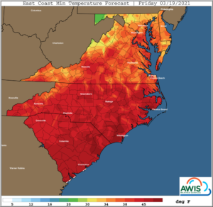 Cover photo for AWIS Weather Advisory 3/18/2021: Storm, Rain and a Chance for Frost