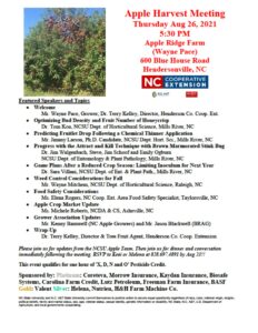 Cover photo for Apple Harvest Meeting - August 26