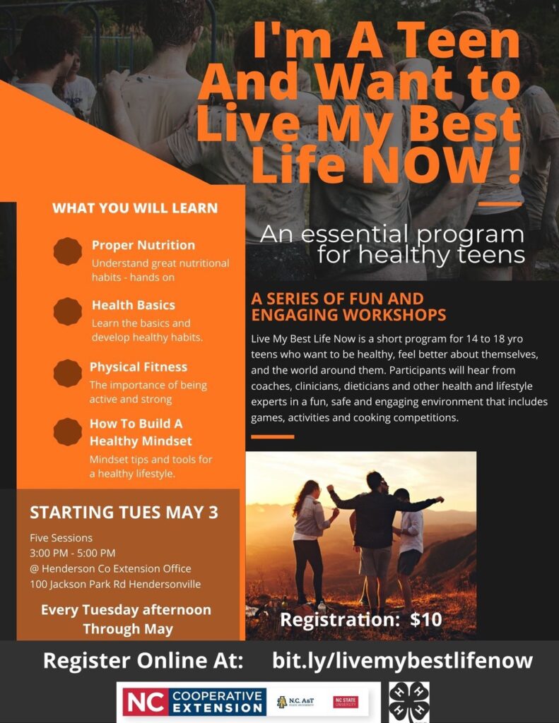 Poster advertising Live My Best Life Now Program