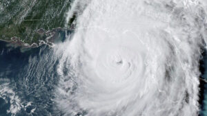 Satellite imagery of Hurricane Helene approaching the U.S. (photo from AP News)