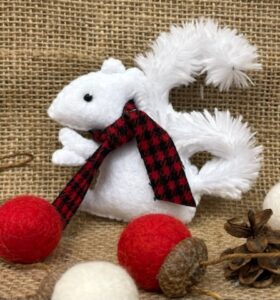 A white squirrel decoration.