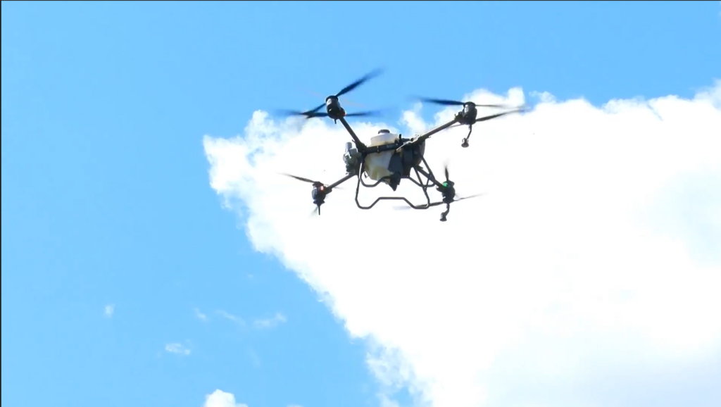 drone ag sprayer in flight